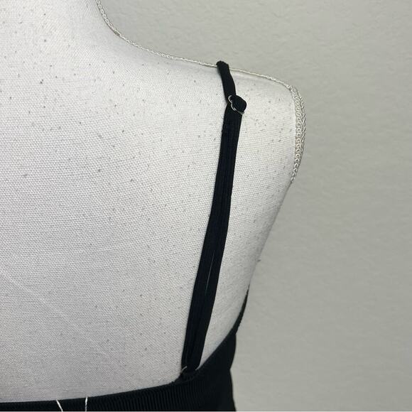 RIBBED BLACK ONE PIECE WOMEN TIE FRONT SWIMSUIT SIZE MEDIUM BRAND NEW - Picture 4 of 6